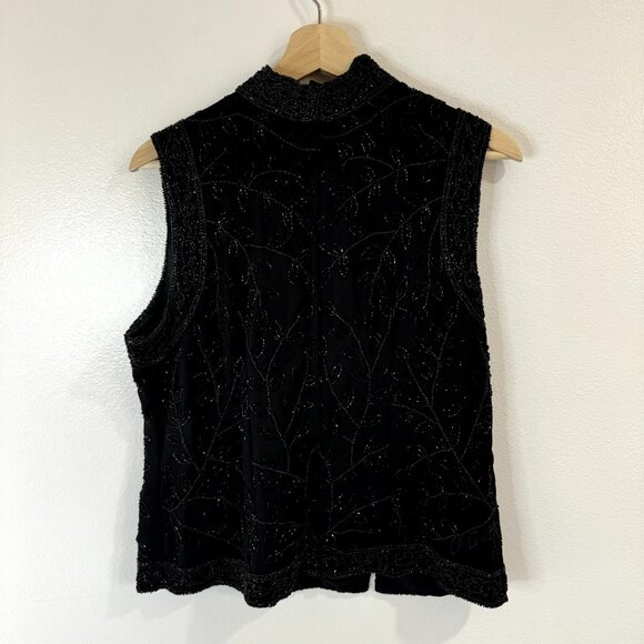 Vintage Y2K 90s Fashion Bug Shirt L Beaded Cheongsam Black Whimsygoth Asian - Picture 6 of 10